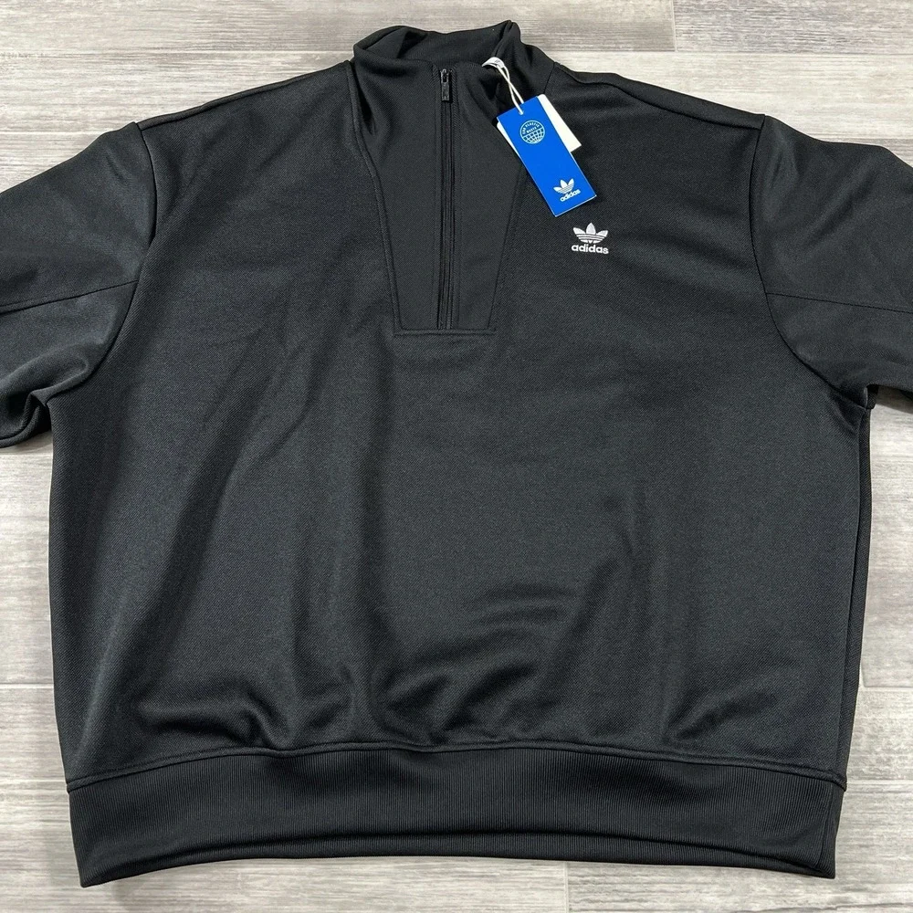 $80 Women' Size S / M Adidas Half Zip Track Jacket IP3097 Black Small Medium NWT